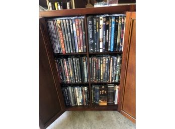 Beautiful Solid Wood DVD Cabinet Filled With DVD Movies Many Never Opened See Pics Too Many To List
