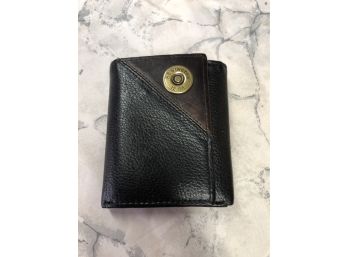 Very Unique 1960s REMINGTON Promotional 12 Gauge Two-Tone Black/Brown Leather Wallet In Great Condition
