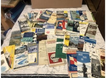 1940s-1970s Vintage Lot Of USA Travel Brochures - Railroad Times Tables - Airline Times Tables In VG Condition