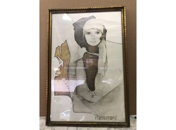 Vintage Christine Rosamond 'Simone' Framed & Matted Print, 30 1/4' X 20 1/4' Broken Glass