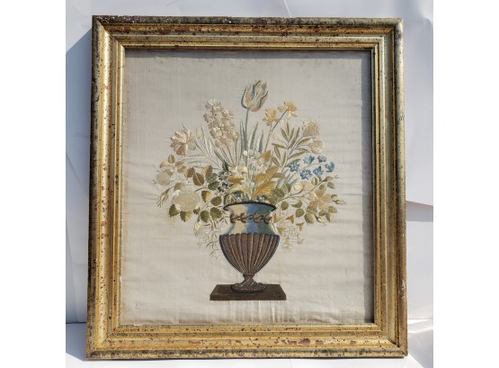 Late 18th Century Needlework Rendered On The Highest Quality Silk & Metallic Thread By French School Girl