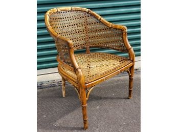 Vintage Bamboo Look Cane Arm Chair