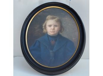 Signed Antique Portrait Of Young Boy In Sailor's Suit