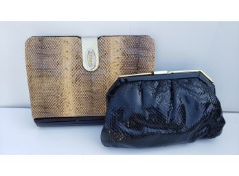 Collection Of Vintage Snake Skin Clutch Bags