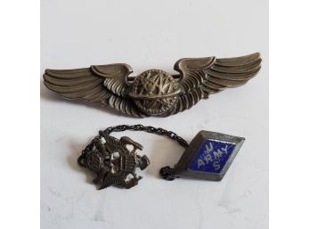 WWII US Army Sterling Wings And Pin Lot