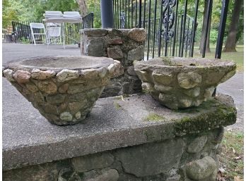 Pair Of Vintage Cement / Stone Planters