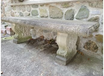 [2 Of 2] Vintage Cast Stone Garden Bench - Nice Patina! Add Instant Grandeur To Your Garden!