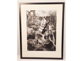 2001 Professionally Framed Etching By Eva Nikolova Faulty Steps Of The Vanquished