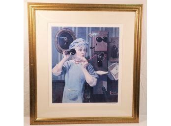 1979 Norman Rockwell Lithograph Party Line Numbered 676 Of 2500 WCOA
