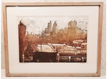 Vintage Signed & Numbered Etching & Acquatint View South Rooftops 15 Of 50 Martha Hayden
