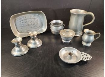 Vintage Assortment Of Pewter - Including Haugrud Norway Candlestick Holders And More