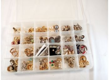 Large Assortment Of Ladies Costume Jewelry - Pierced And Clip On Earrings