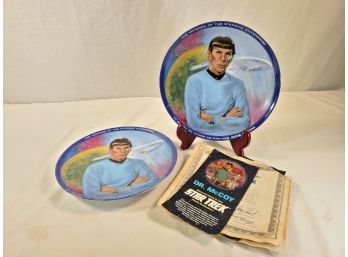 Two 1983 The Hamilton Collection 'mr. Spock Science Officer' Collector Plates With COA's