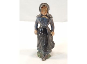 Vintage Cast Iron Painted Puritian Woman