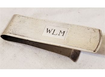 Vintage Tiffany & Co Sterling Silver Monogrammed 'WLM' Money Clip, .375 Troy Ounces