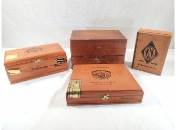 Assortment Of Four Vintage Cigar Boxes Arturo Fuente, Montesino And More