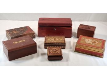 Great Assortment Of Vintage Wood Trinket And Jewelry Boxes