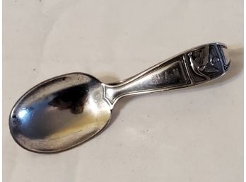 Adorable Antique Tiffany & Co Sterling Silver Curved Baby Spoon Monogrammed With Stork Design