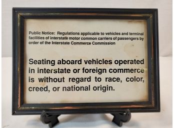 Vintage Bus Public Service Notice Of Race Creed Equality Sign