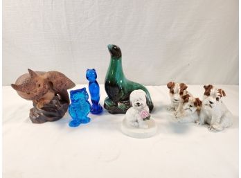 Assortment Of Glass And Pottery Animal Figurines