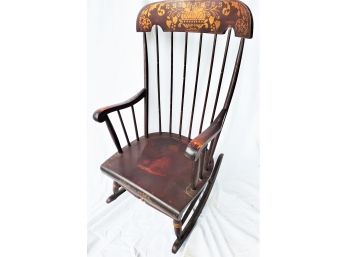 Beautiful Vintage Nichols & Stone All American Maple Hand Stenciled Rocking Chair