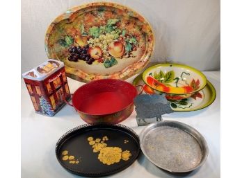 Assortment Of Trays And Tins, Daher, Cracker Jack And More