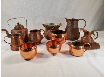 Assortment Of Vintage Copper Kitchen And Serving Ware