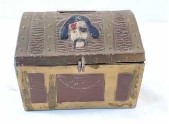 Vintage E.J. Kahn Co. Chicago Metal Painted Pirate Chest Bank