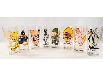 Lot Of Eight Vintage 1973 Warner Bros / Pepsi Collectible Character Glasses-bugs Bunny, Tweety & More