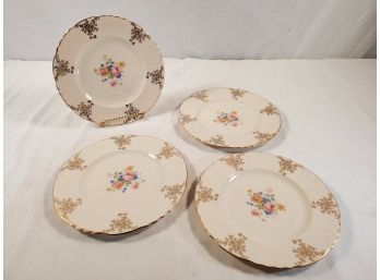 Set Of Four Vintage Atlas Fine China W/22K Gold Leaf 7.25' Plates