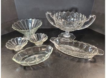 Assortment Of Vintage Glass Serving And Center Piece Bowls