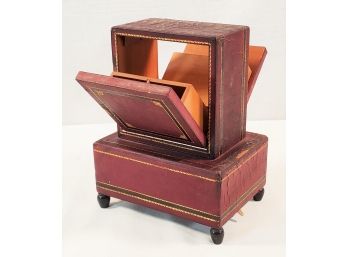 Very Unique Vintage Leather Covered Music Box/Cigarette Holder/Storage Box