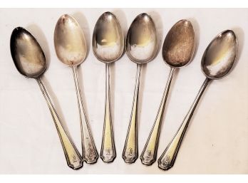 Six Vintage Sterling Silver Monogrammed 'D' Teaspoons - Total Weight 3.945 Troy Ounces