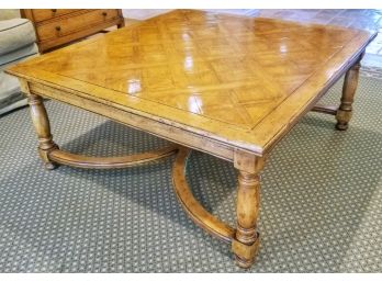 Large Wooden Coffee Table With Inlaid Surface