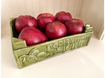 Ceramic Apple Basket With Realistic Apples