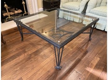 Classic Iron Coffee Table With Glass Top