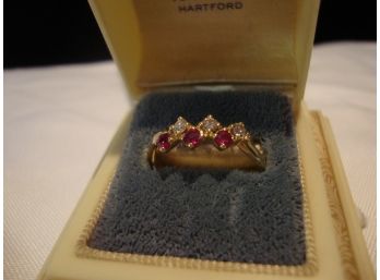 14K Gold Ruby And Diamond Ring Size 8