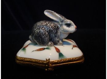Limoges France Bunny On Pillow Trinket Box