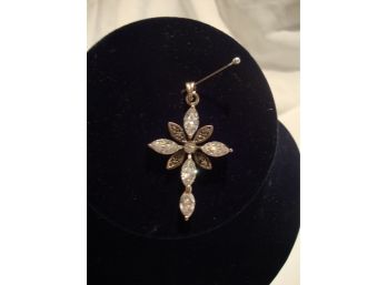 925 Sterling Crystal And Marcasite Cross