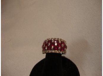 925 Sterling Ruby And Diamond Cocktail Ring 7