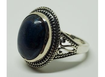 Shattuckite Ring In Black Oxidized Sterling Silver