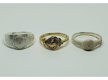 Lot Of 3 Diamond Accent Rings In Sterling Silver