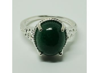 Green Aventurine Ring In Sterling Silver