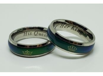 His & Her Matching Stainless Steel Mood Rings