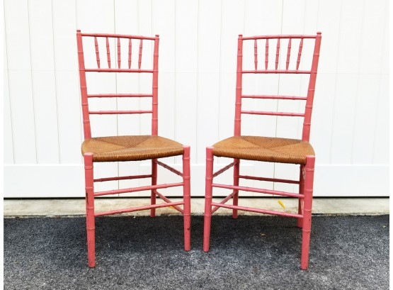 A Pair Of Vintage Chinese Chippendale Style Banquet Chairs