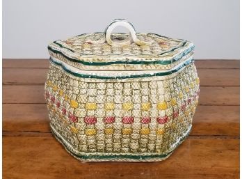 An Italian Ceramic Lidded Basket By Ethan Allen