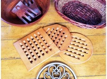 A Trivet And Basket And Bowl Assortment