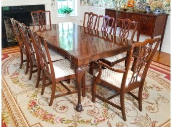 A Chippendale Dining Table And Set Of 8 Chairs By Ethan Allen