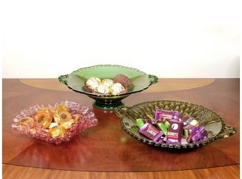 A Trio Of Glass Candy Dishes