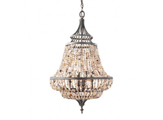 Feiss Maarid Rustic Iron And Stone 4-light Chandelier
